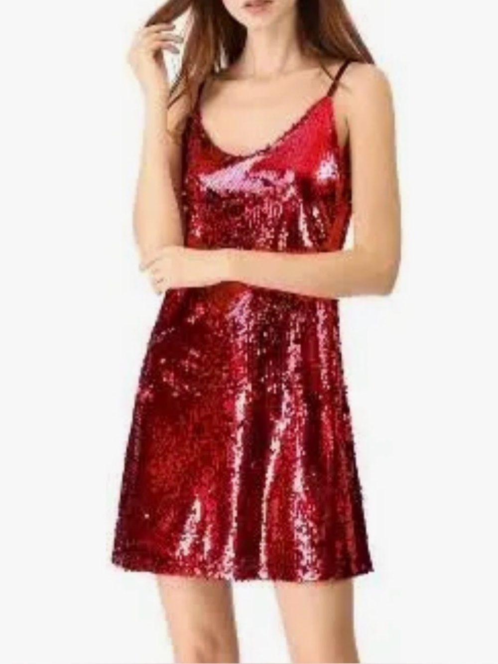 Red Sequin Slip Dress